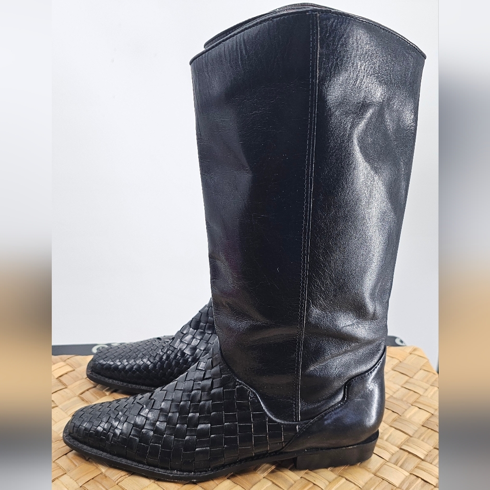 Unisa Tall Black Leather Cowboy Boots Size 38